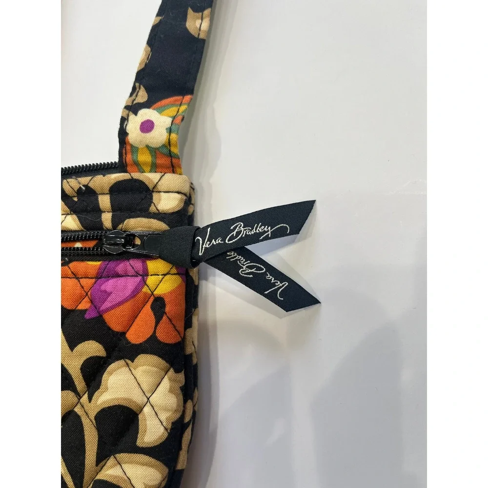Vera Bradley Provencal Quilted Floral Crossbody Bag Black Multi Color Adjustable - Picture 3 of 9